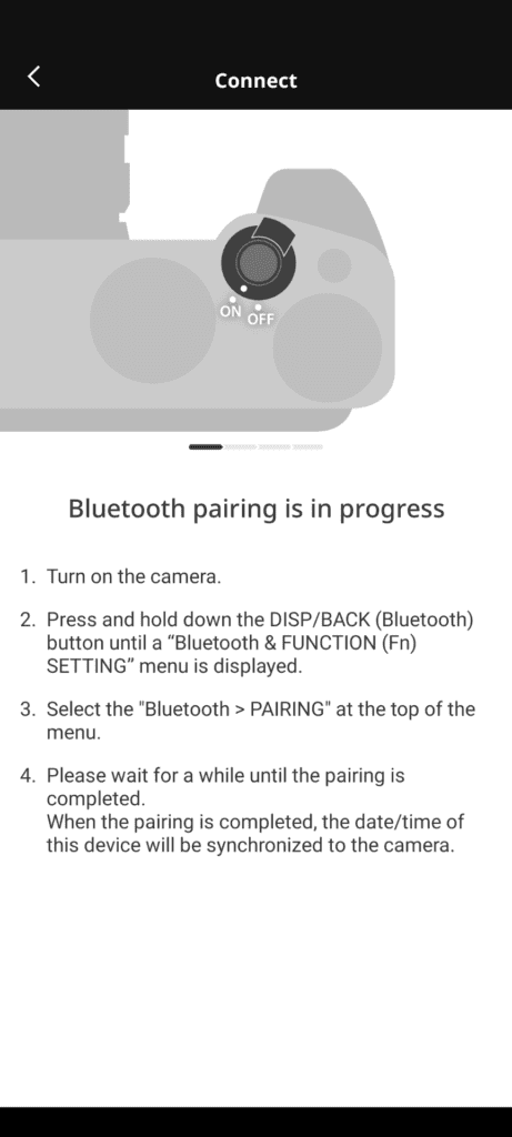 screenshot of Bluetooth pairing instructions on XApp