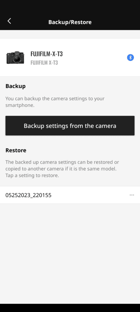 backup and restore settings on XApp